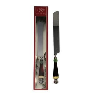 Lenox Holiday Gatherings Glass Beaded Handle Cake Knife Retired 12 Inches NEW